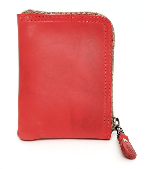 Zip wallet red with RFID 6 card case