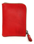 Zip vegetable tanned wallet with 6 card RFID case in Italian vegetable-tanned leather, detail view