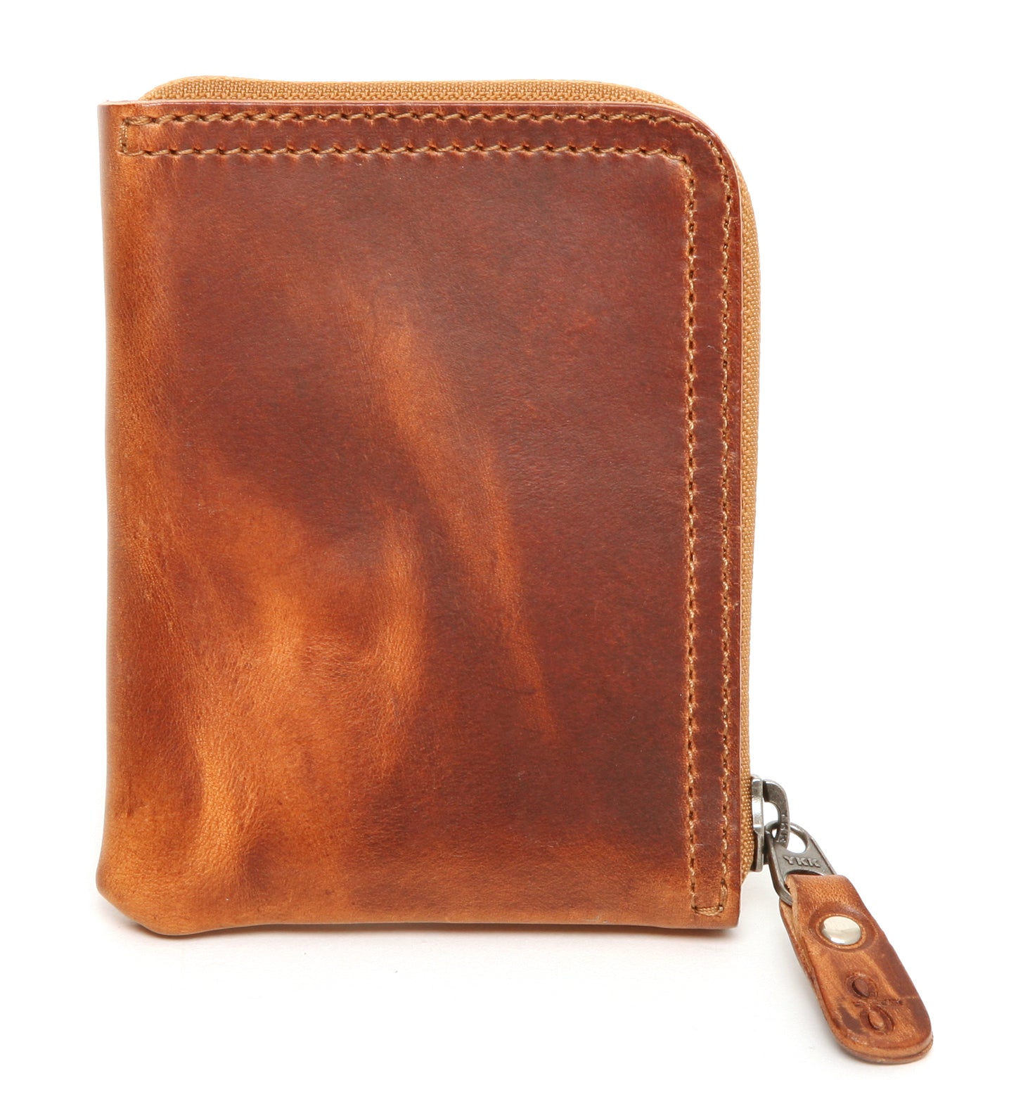 Zip vegetable tanned wallet with 6 card RFID case