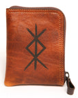 Zip Wallet Norse Themed with an RFID 6 card case in Italian vegetable-tanned leather, detail view