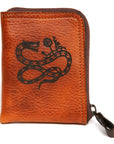 Zip Wallet Norse Themed with an RFID 6 card case in Italian vegetable-tanned leather, front view