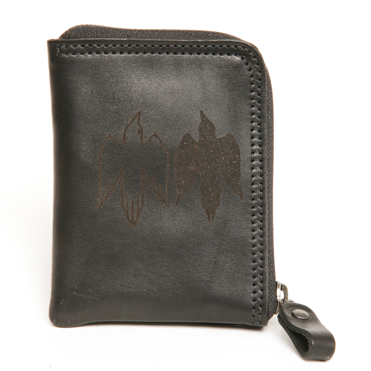 Zip Wallet Norse Themed with an RFID 6 card case in Italian vegetable-tanned leather, alternate angle