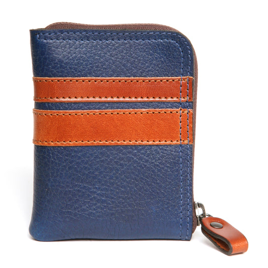 ZIP wallet striped blue&tan