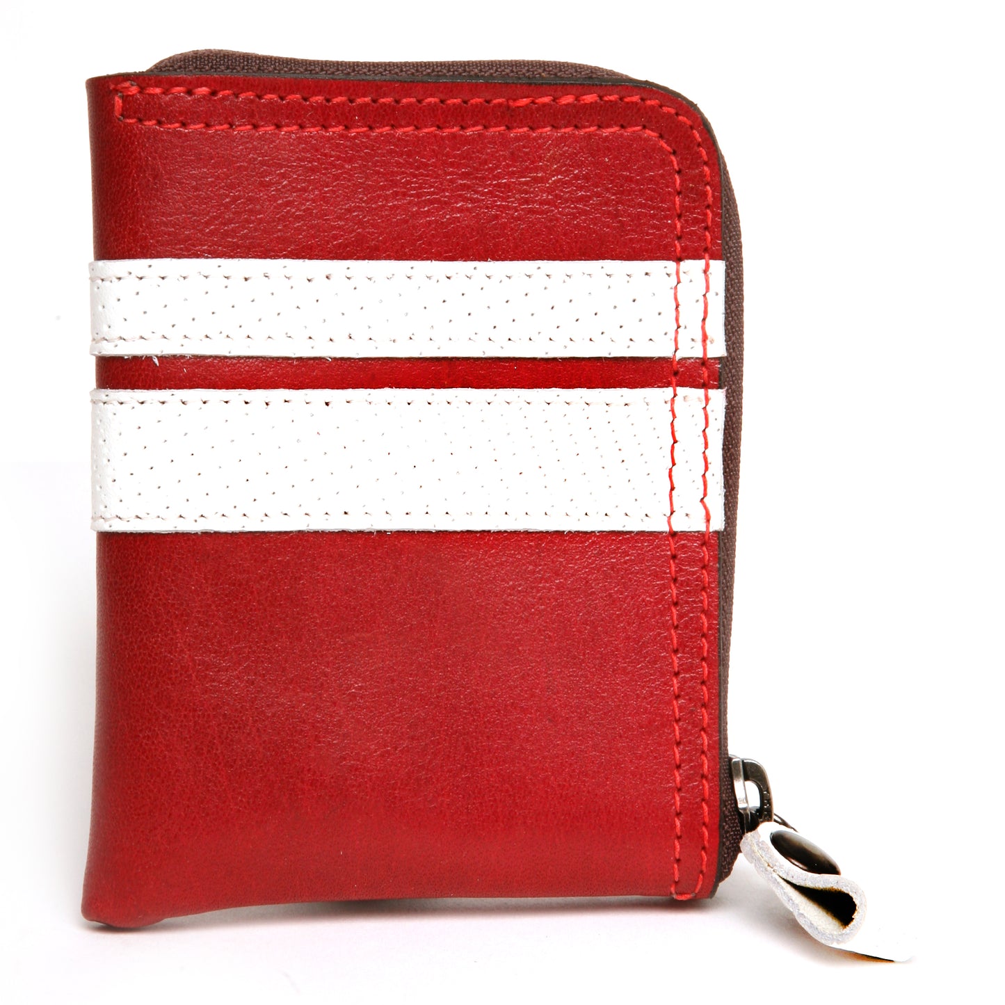 ZIP wallet striped red&white