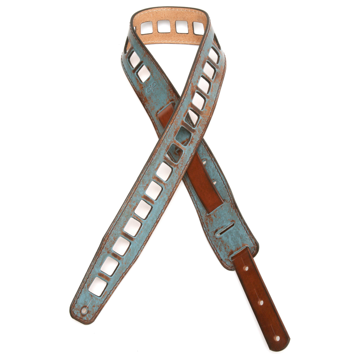Vintage RONDO Guitar Strap - Vintage Rust Bahama Sea Blue & Tan