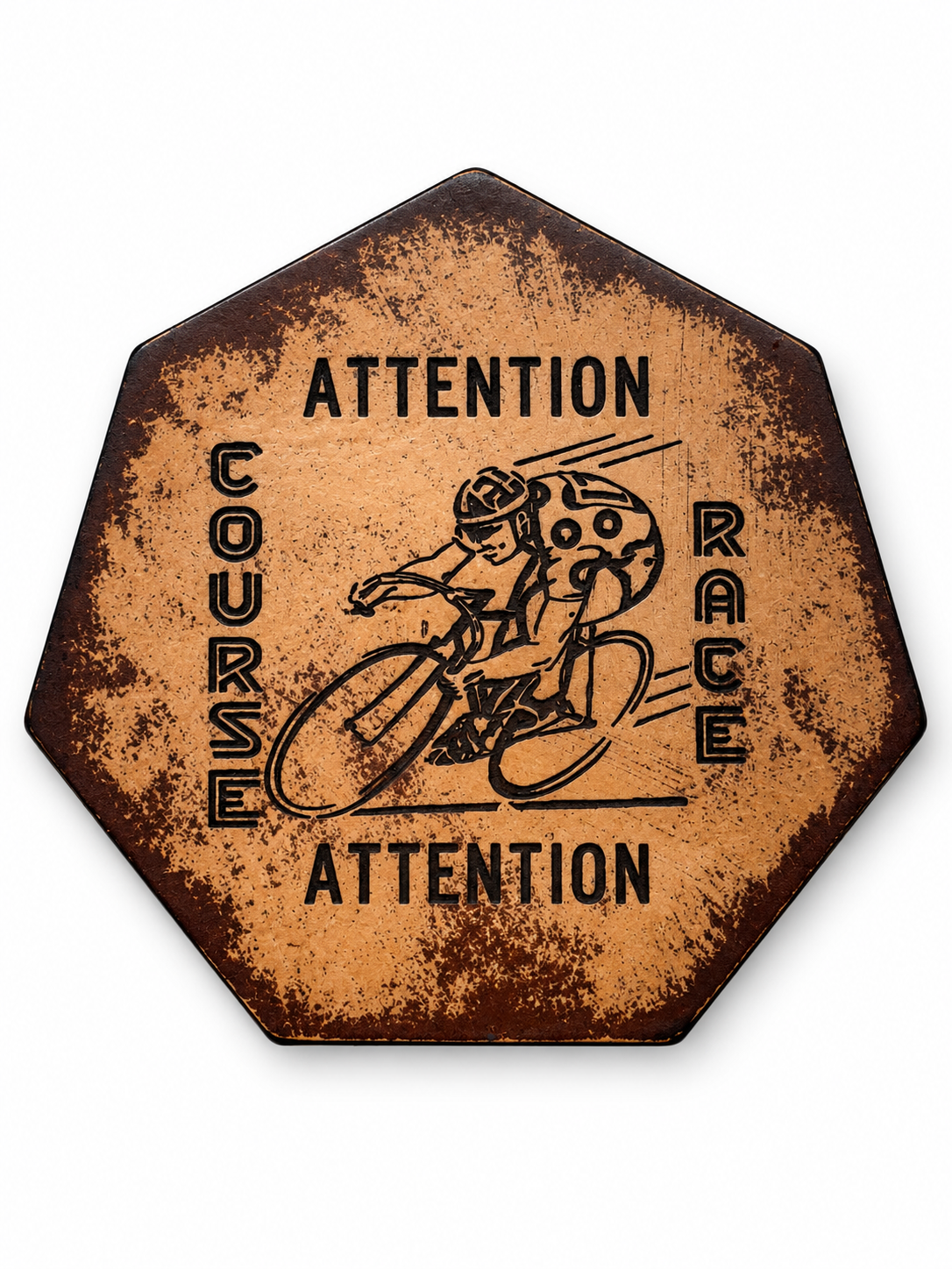 7 sided Coaster vintage cycling sign