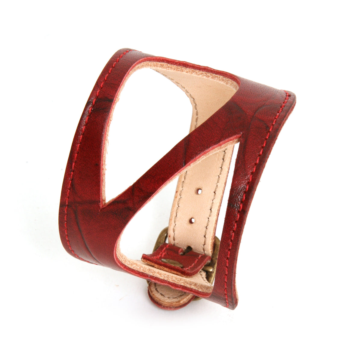 Wide Drop cuff in medium-weight premium leather (lighter weights lined; thicker vegetable-tanned weights unlined), front view