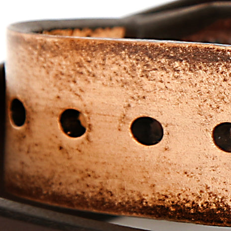 ROLLER Moto belt in leather, leather grain and edge detail