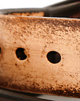 ROLLER Moto English bridle leather belt in old bone, edge detail