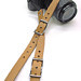 Leather Camera Strap for SLR in oiled honey brown leather pad with dark brown lining, back view