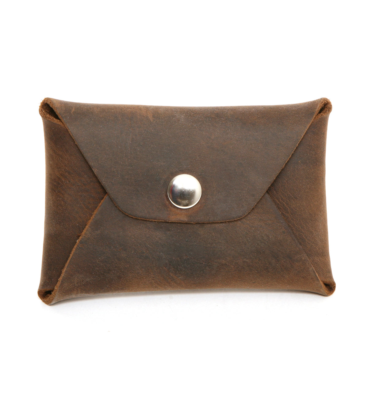 Origami Card case wallet in one-piece leather construction, skived folds, front view