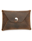 Origami Card case wallet in one-piece leather construction, skived folds, front view