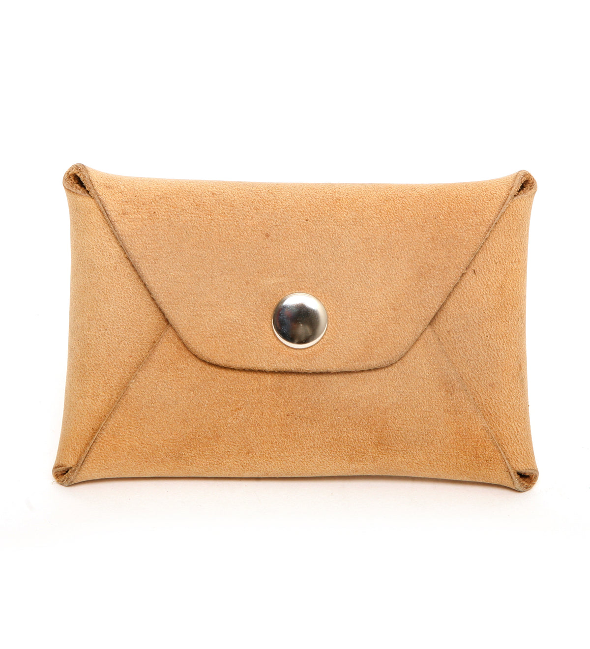 Origami Card case wallet in one-piece leather construction, skived folds, back view
