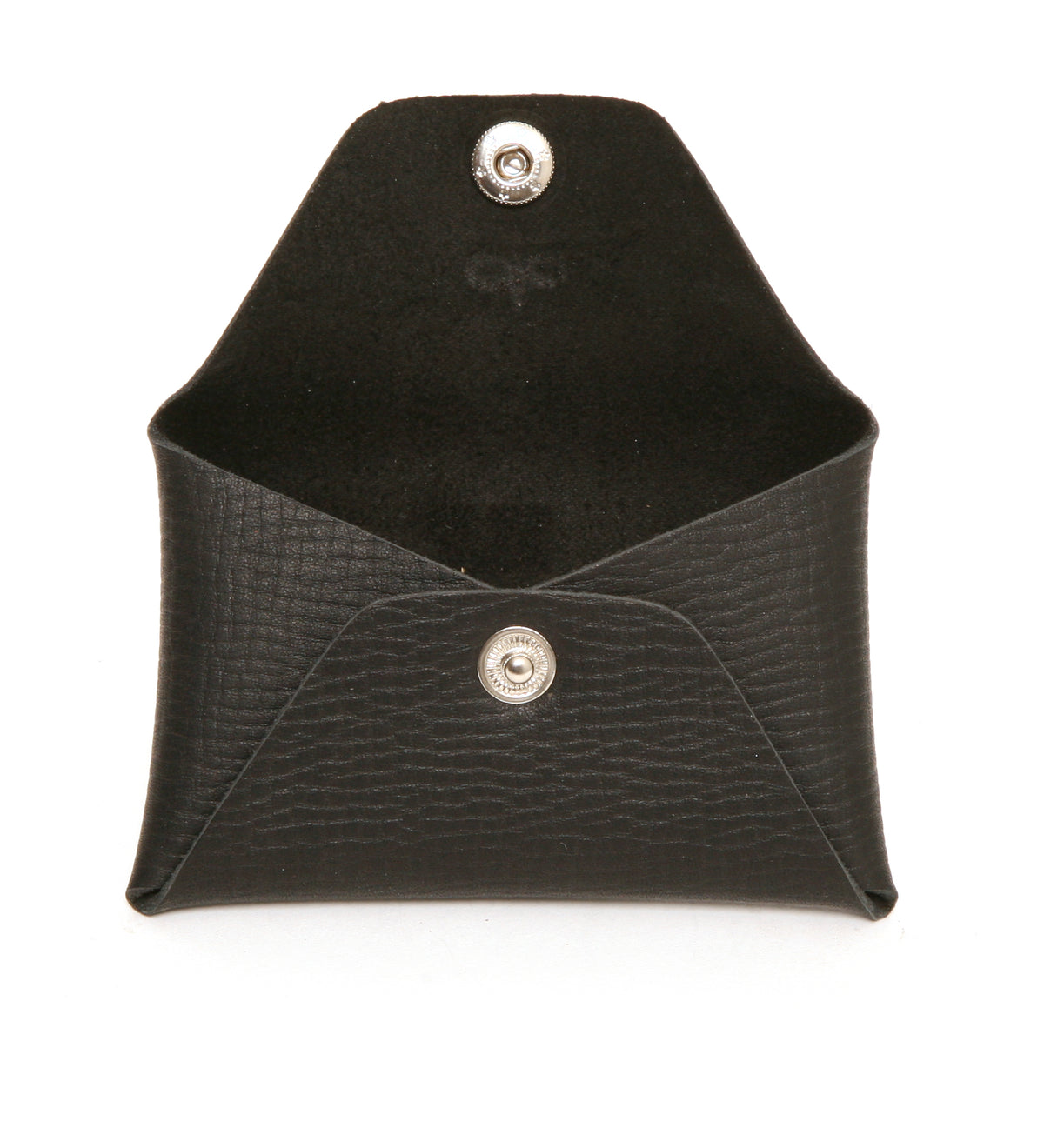 Origami Card case wallet in one-piece leather construction, skived folds, detail view
