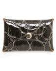 Origami Card case croco wallet in one-piece leather construction, skived folds, back view