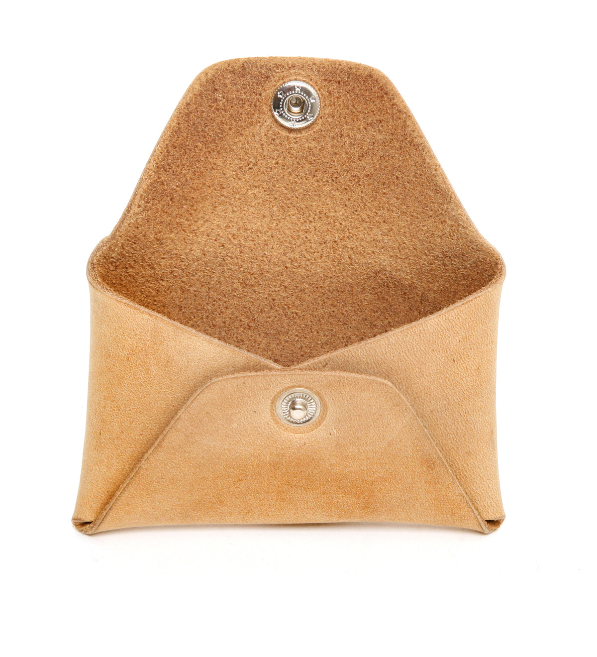 Origami Card case wallet in one-piece leather construction, skived folds, additional view