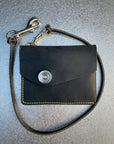 CODA asymmetric wallet in 4oz leather with stainless-steel hardware, alternate angle