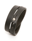 Double wrap cuff in 8oz English bridle leather, front view