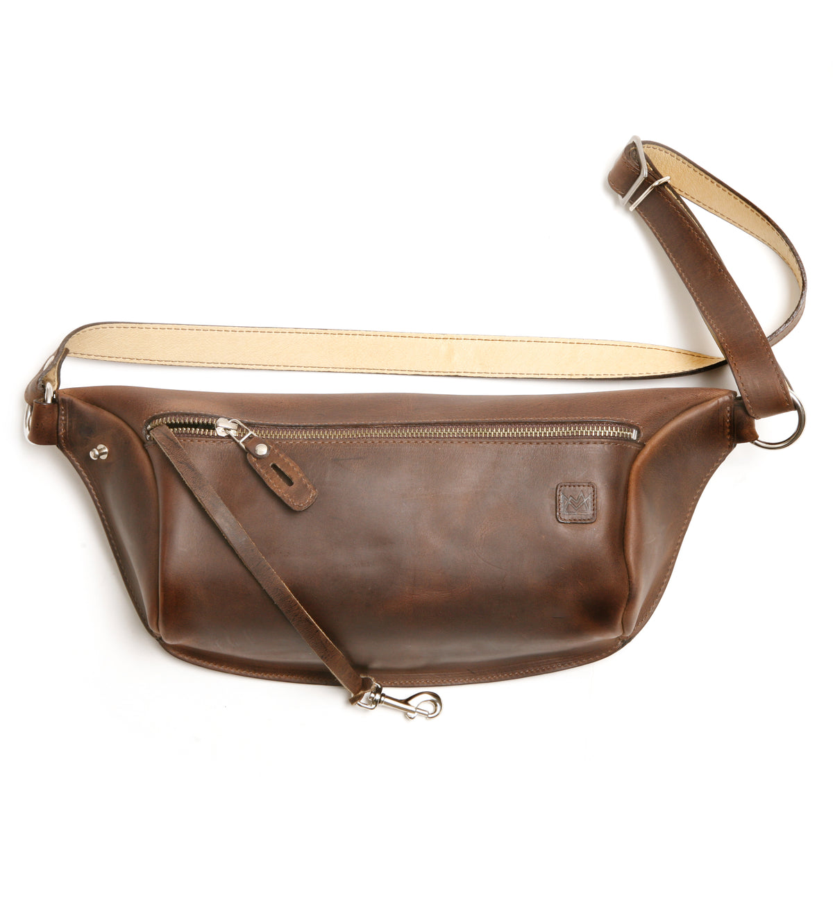 FOURNIER large leather sling bag in dark brown crazy horse leather