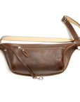 FOURNIER large leather sling bag in dark brown crazy horse leather