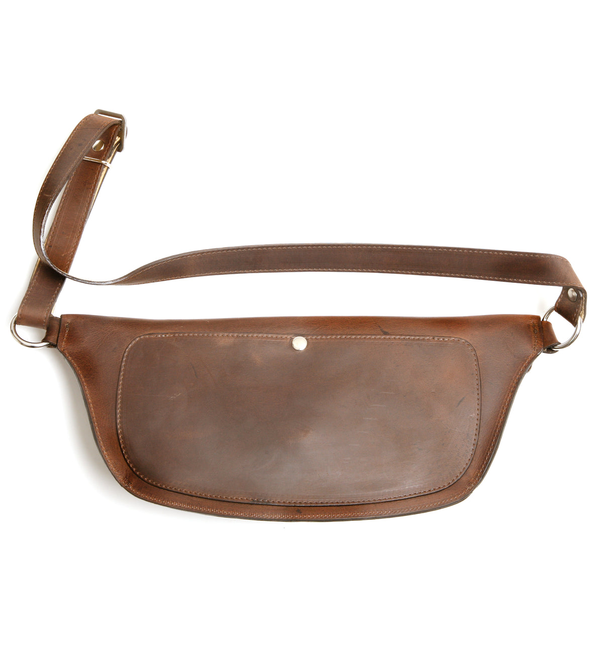 FOURNIER large leather sling bag in dark brown crazy horse leather, back view