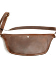 FOURNIER large leather sling bag in dark brown crazy horse leather, back view