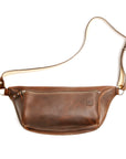 FOURNIER large leather sling bag in dark brown crazy horse leather, front view