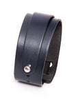 GEMINI leather cuff bracelet in dark blue