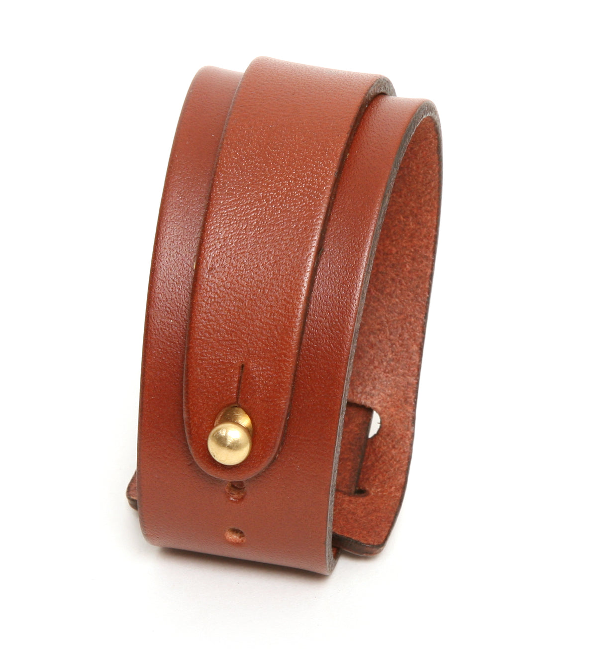 GEMINI leather cuff bracelet in medium brown