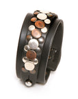 Gemini cuff studded in 8-9oz vegetable-tanned leather, front view