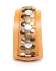 Gemini cuff studded in 8-9oz vegetable-tanned leather, leather texture detail