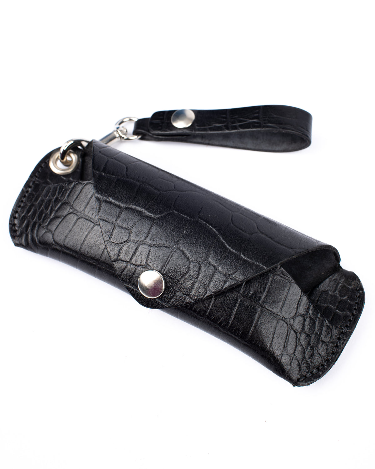 Slim leather eyeglass case, detail
