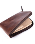 Zip vegetable tanned wallet with 6 card RFID case in Italian vegetable-tanned leather, additional view
