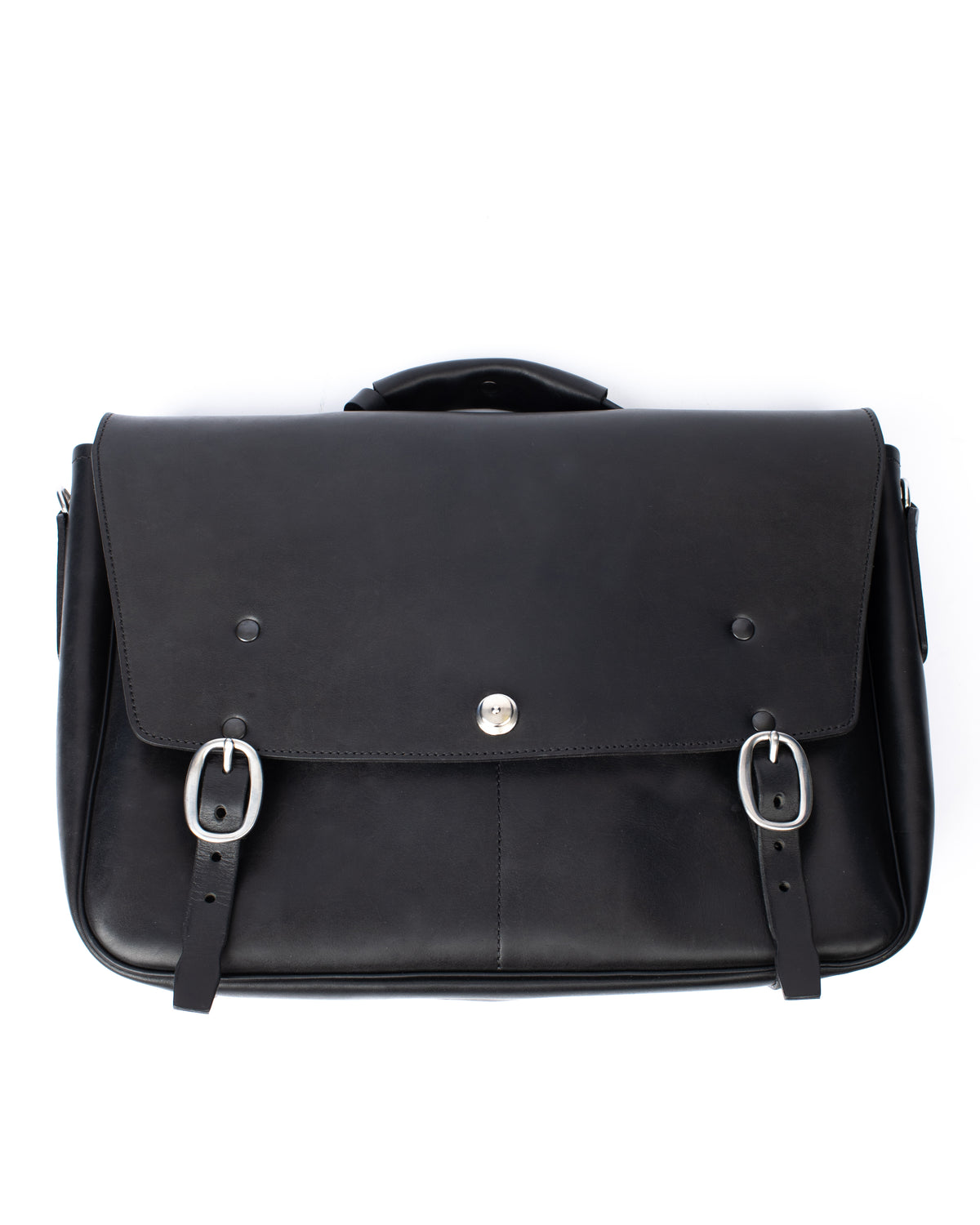 BROOKS Messenger leather messenger bag in black, front view