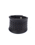 Contour perforated cuff medium brown in 8-9oz English bridle leather with stainless-steel hardware, alternate angle