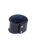 Contour perforated cuff medium brown in 8-9oz English bridle leather with stainless-steel hardware, additional view