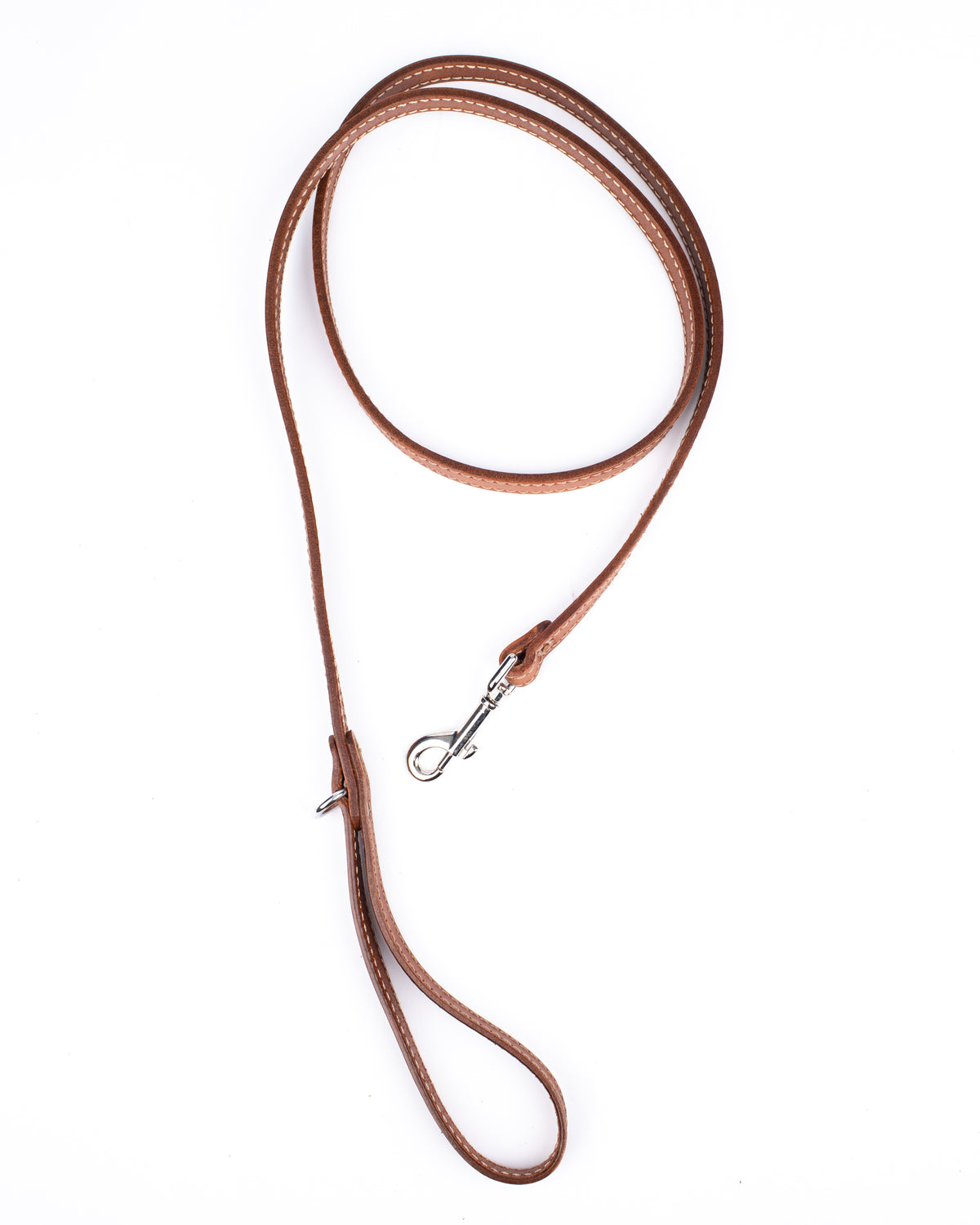 Custom Dog leashes in 12oz English bridle leather, detail view