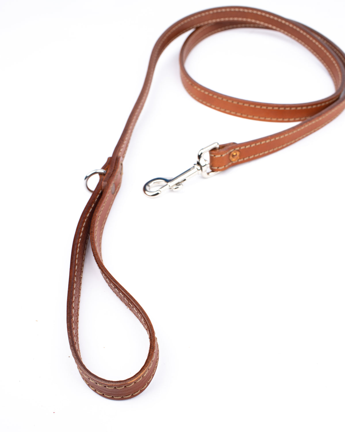 Custom Dog leashes in 12oz English bridle leather with riveted construction, additional view