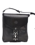 KUURU Bag LG black leather bag with buckle, front view