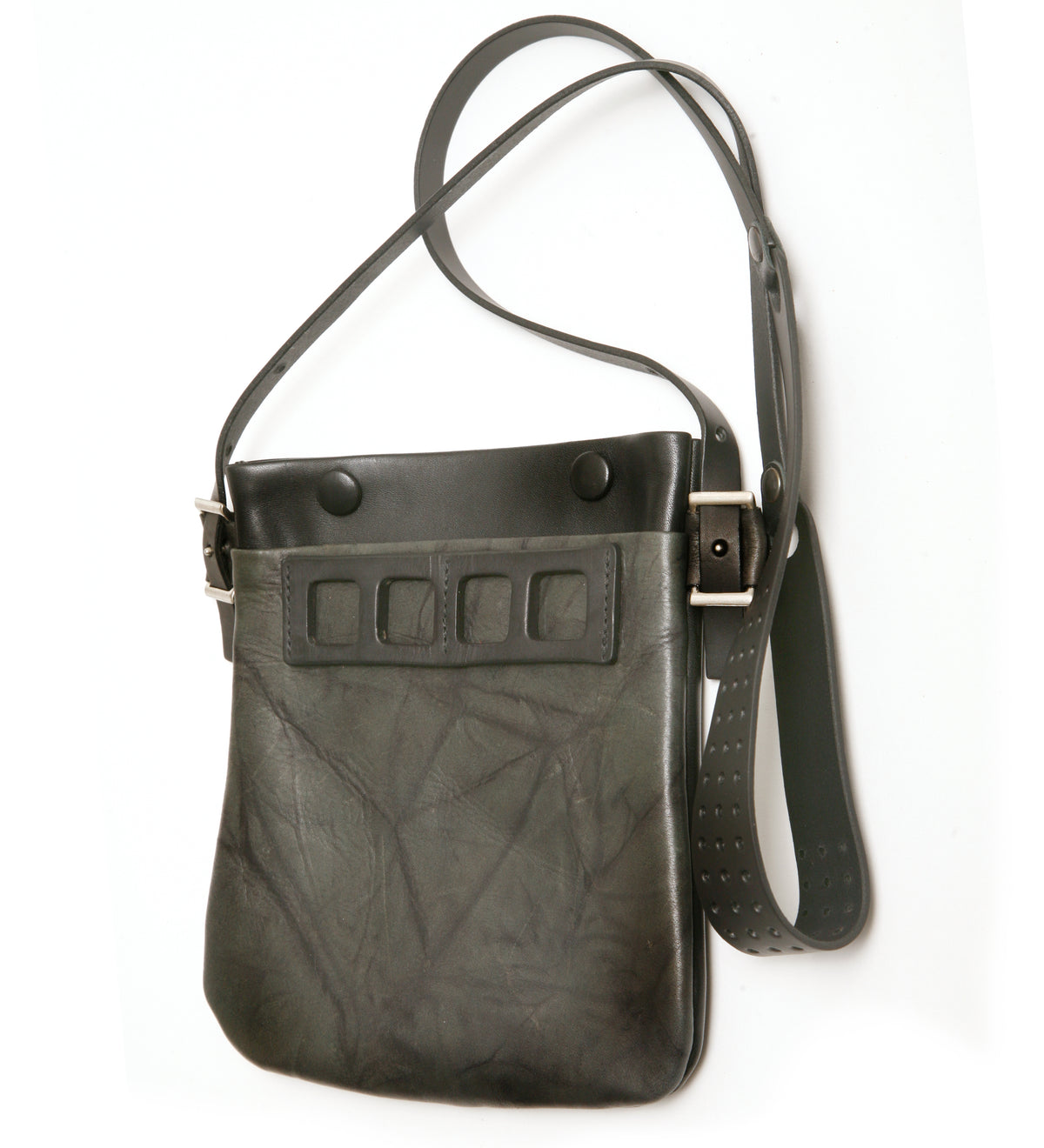 Kuzo 2 tone satchel bag in leather, back view