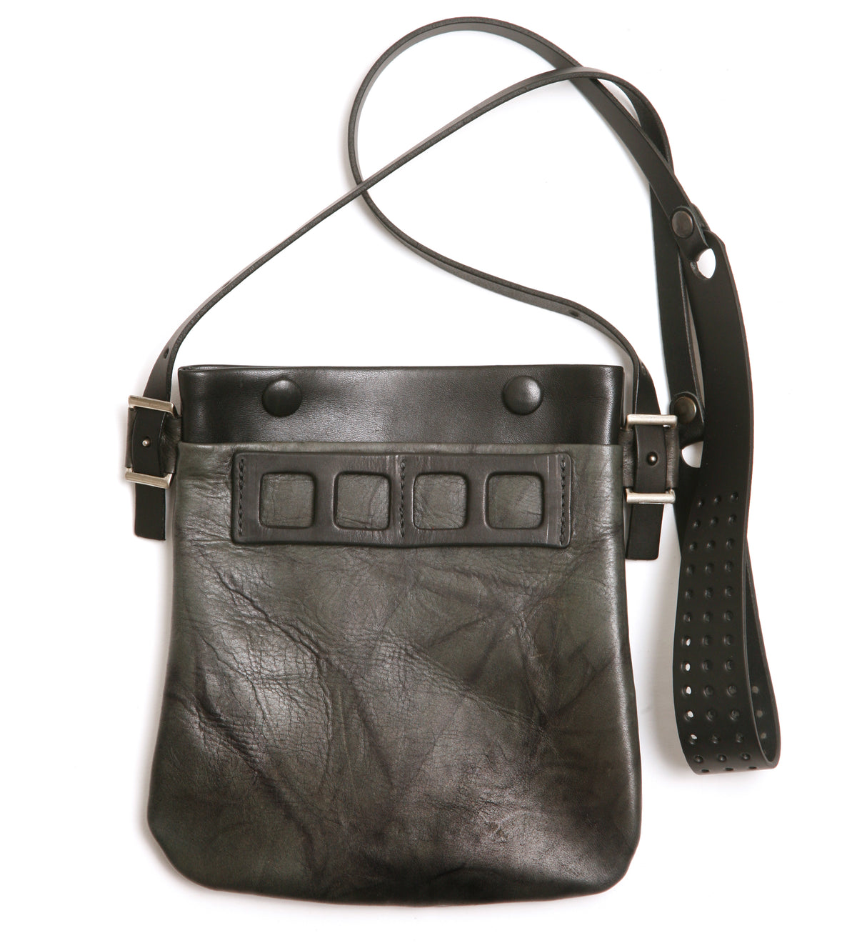 Kuzo 2 tone satchel bag in leather, front view
