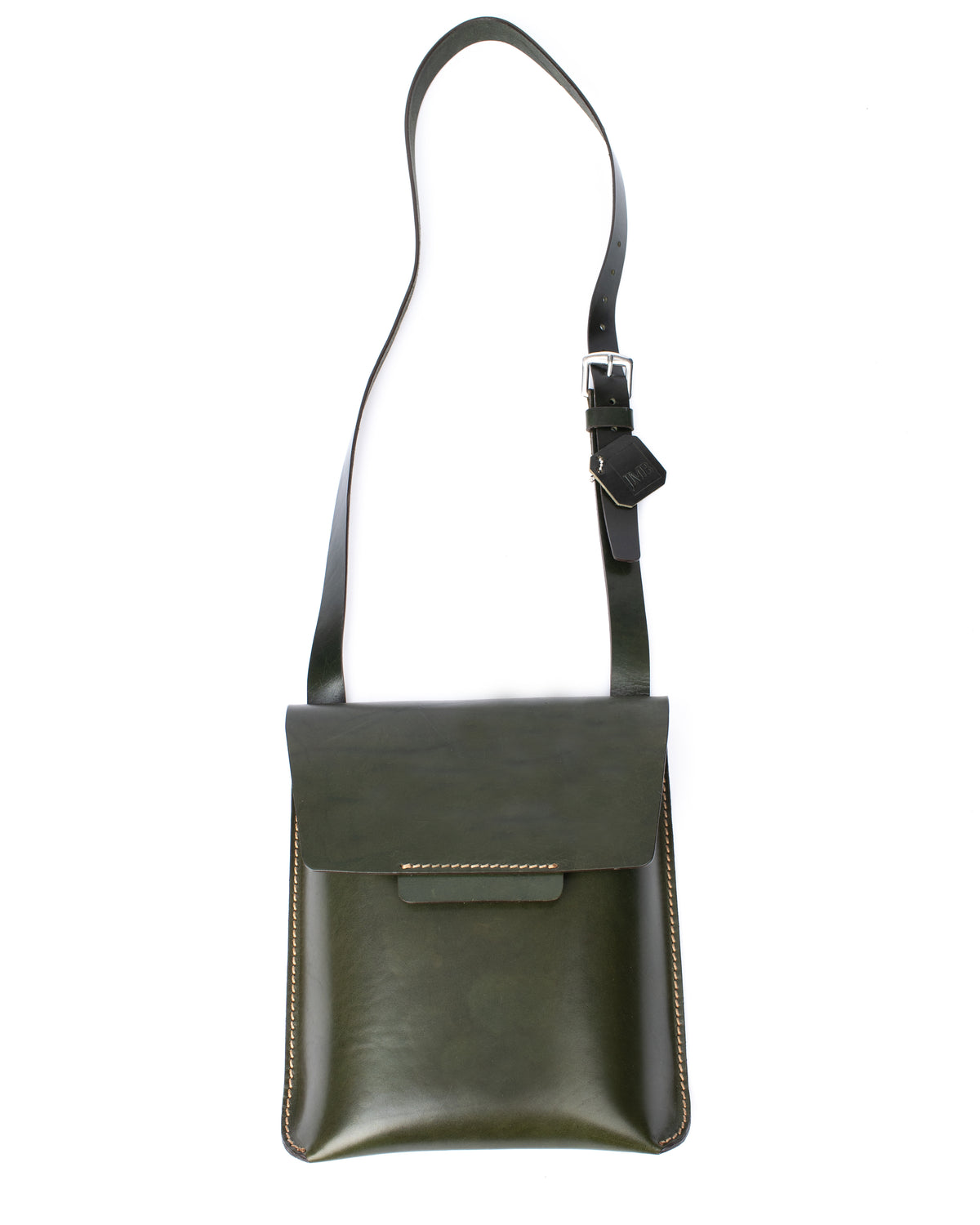 Lieka forest green vegetable tanned bag in full-grain vegetable-tanned leather, front view