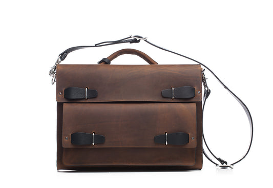 Urba briefcase messenger oiled bark brown