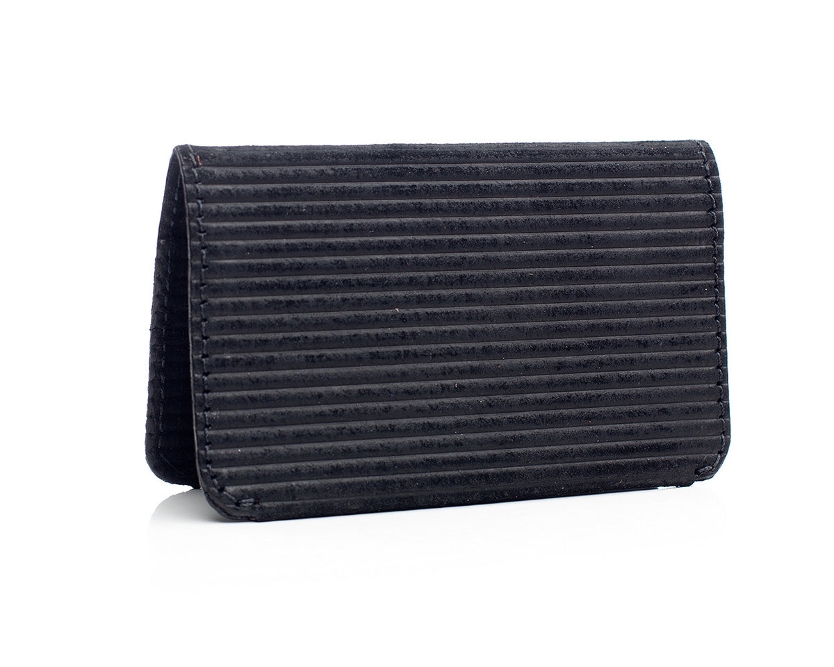 JUNO card case lined wallet in mat-finished pig skin, hot-rolled to a corduroy finish leather, front view