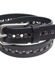 TUG Rivets & Holes English bridle leather belt in black, laid flat