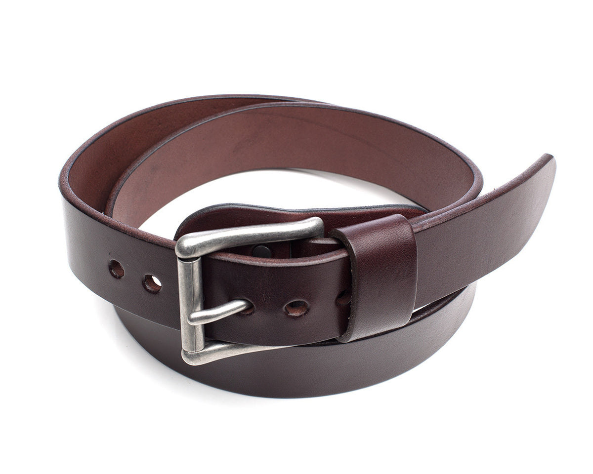 WORKER Belt in leather, laid flat, full length