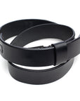PLAYER English bridle leather belt in black, laid flat