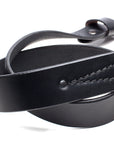 PLAYER English bridle leather belt, edge detail