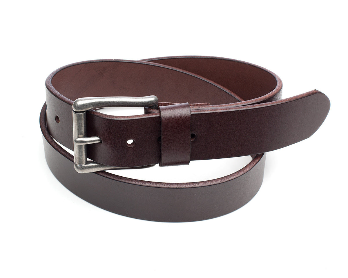 ROLLER classic belt in leather, buckle detail