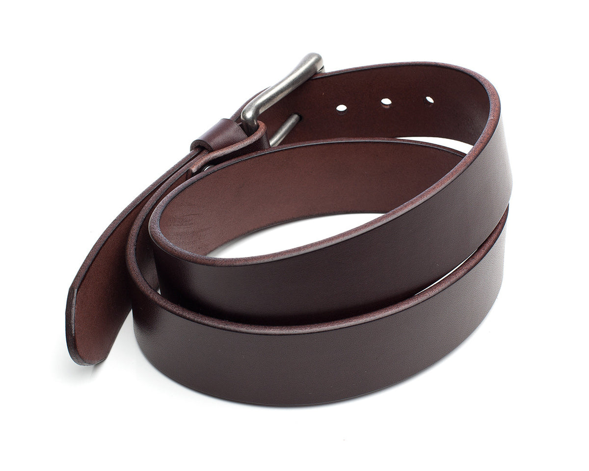 ROLLER classic belt in leather, reverse side showing keeper loop